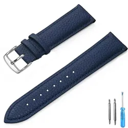 Premium Genuine Leather Wristband - High - Quality Unisex Watch Strap - 22mm (Blue - S)