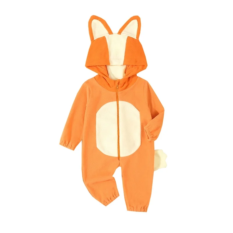 Cartoon Blue Orange Dog Costume For Toddler Baby Boys Girls Halloween Costume Hooded Ear Tail Jumpsuit 1