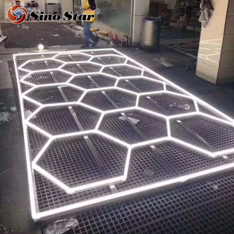 Free Shipping Hexagon Workshop LED Light 6500K White 2.4*4.8M for Car Garage Care Vynil Wrap Roll Shop/Auto Detailing Shop