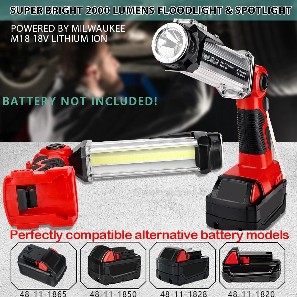 Cordless LED Work Light for Milwaukee 18v M&18 Li-ion Battery 35W 2000LM Outdoor