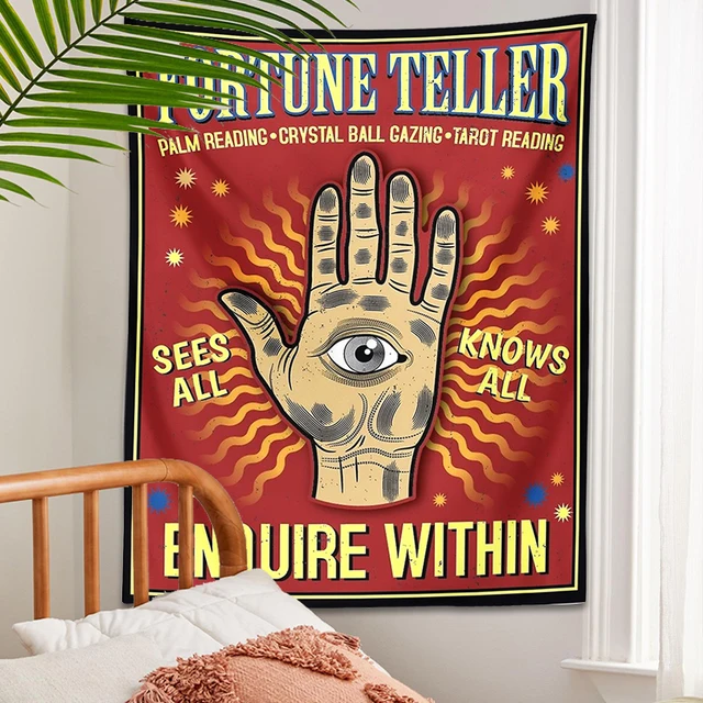 Tarot Mágikus Kézi Gobelin Falfájdozó Szerencse Szeme Szüreti Pszichés Boszorkány Művészeti Kárpit Nappali Hálószoba Lakberendezési Dekoráció - Image 4
