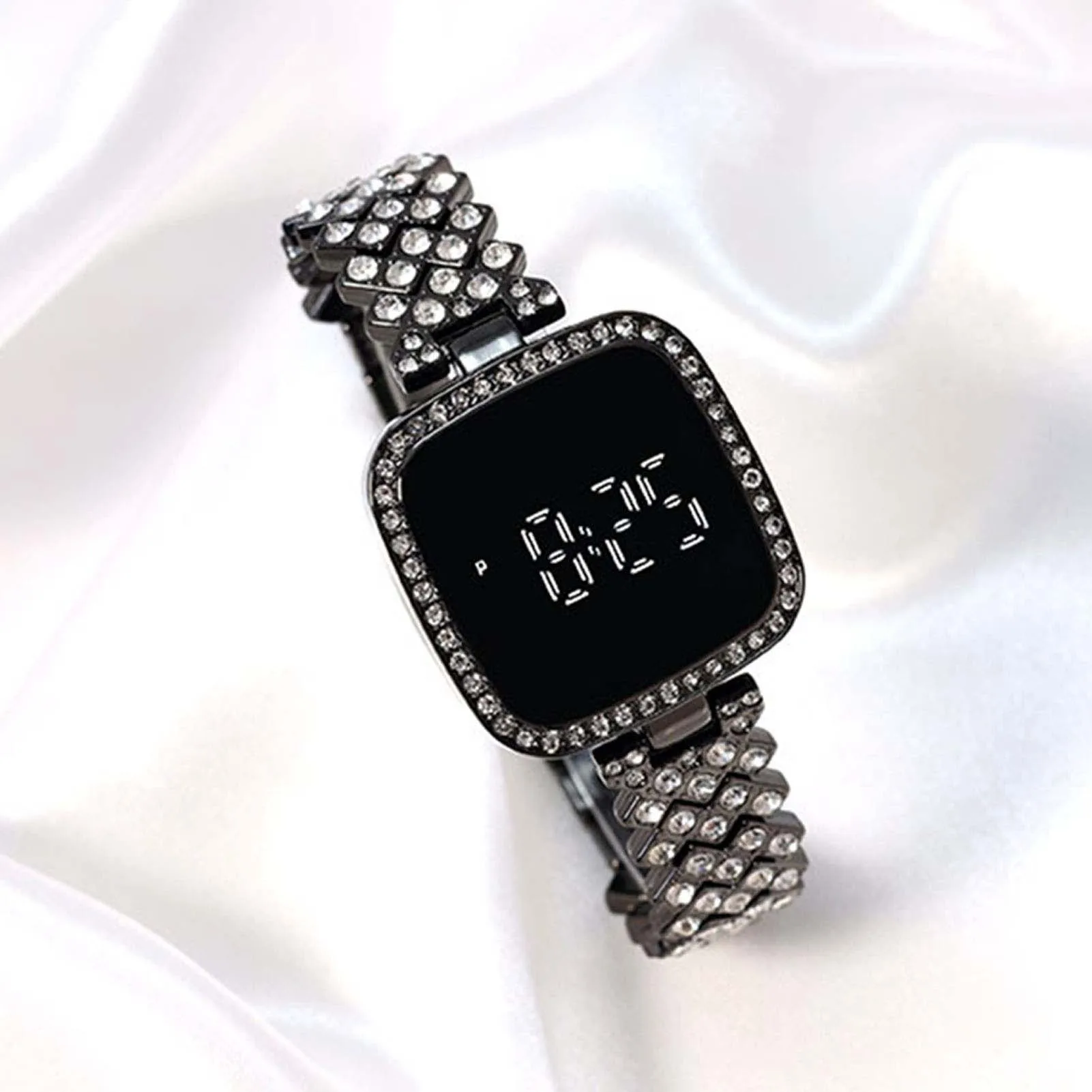 Women Watches Crystal Bracelet Watch Square Dial Touch Screen For Women