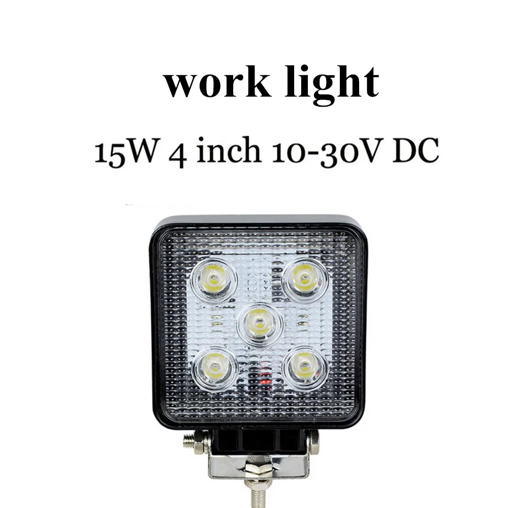 

4inch 2Pcs 10-30V 15W Car Work Light Spot Beam 4x4 4WD Tractor Off Road Car Vehicle ATV LED Work Light Lamp