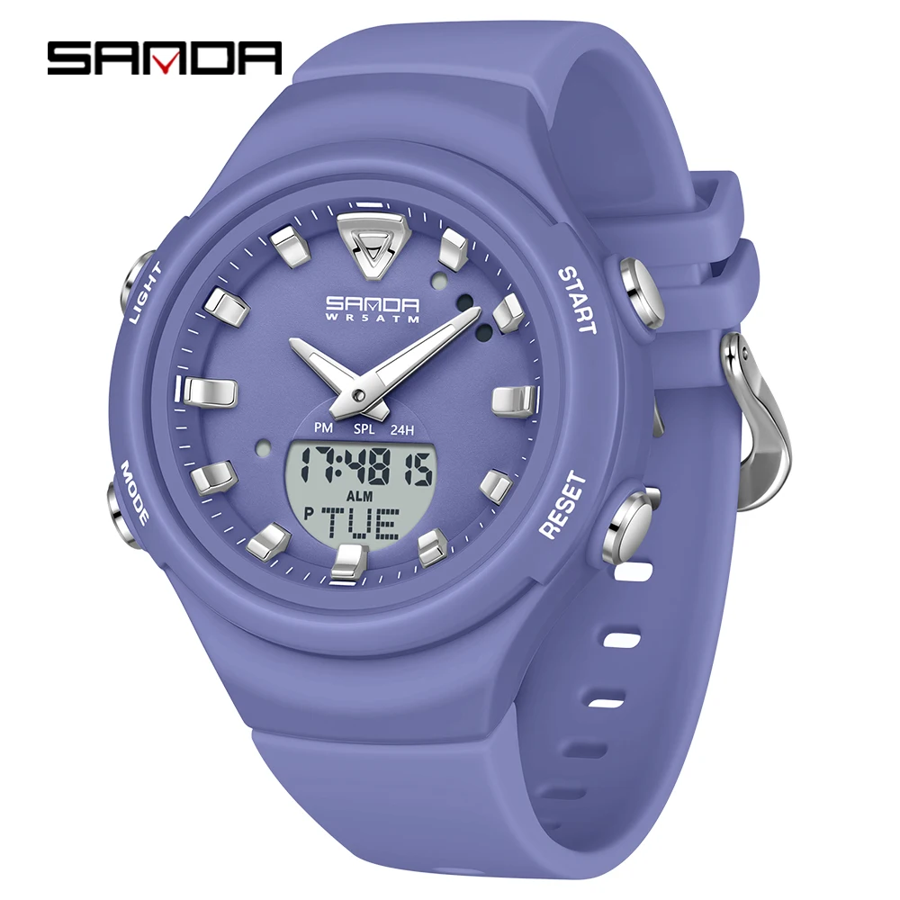 SANDA Men's Dual Display Luminous Sports Watch - Shockproof Fashion Electronic Quartz