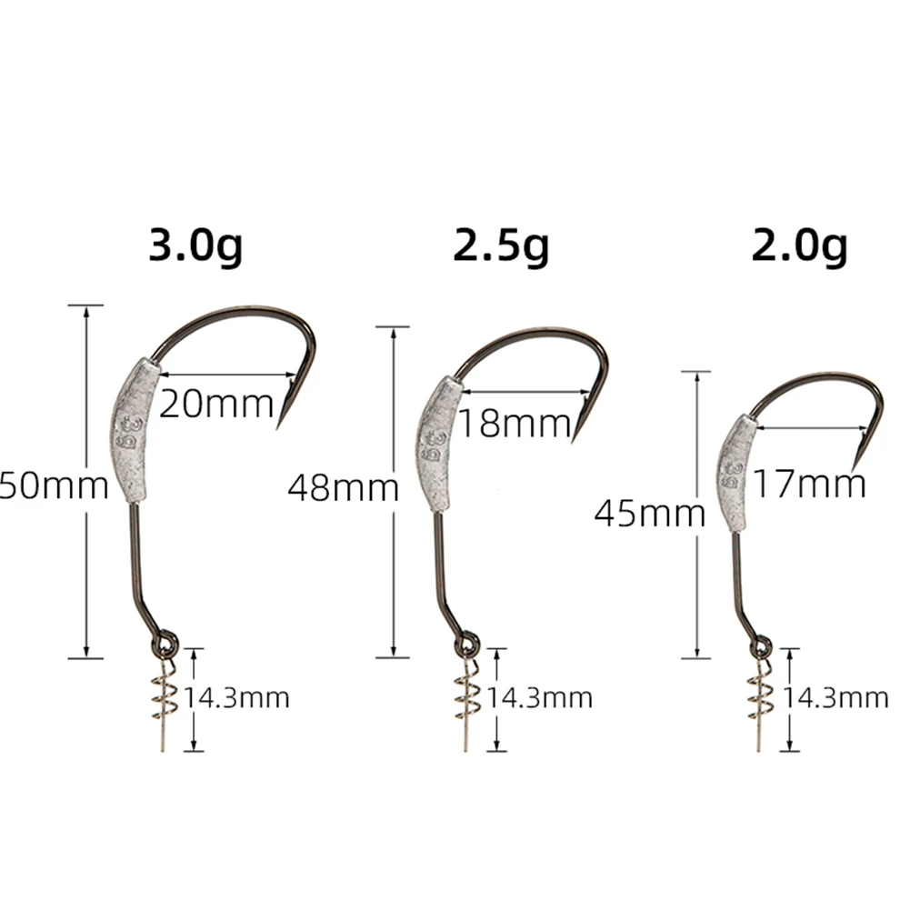 5/10pcs Weighted Twistlock Style Swimbait High-carbon Steel Fishing Hook  Worm Hook Weedless Crank Jig Head Hook For Fishing