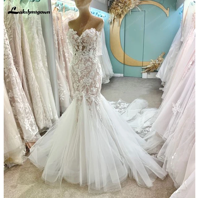 Lakshmigown Off the Shoulder Mermaid/Trumpet Wedding Dress Lace