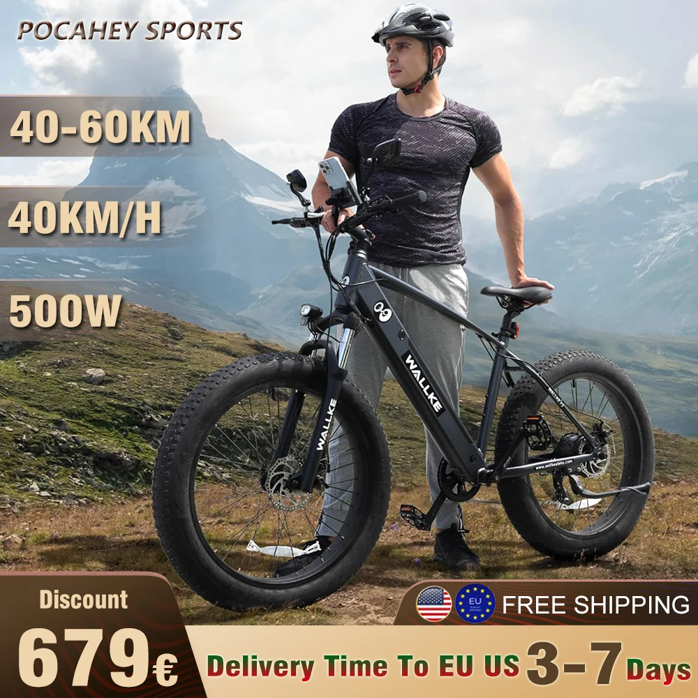 

F2 Electric Bike 500W 48V 10.4Ah Top Speed 40km/h 40 Miles 26 Inch Fat Tire Mountain EBike 21 Speed Electric Biycle for Adults