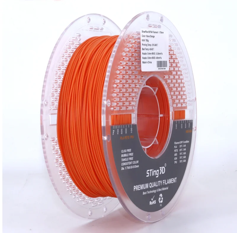 Shoeflex 9075A 필라멘트 신발 프린팅 필라멘트 750g/스풀 1.75MM 3D 프린터용 유연한 소재 TPU 필라멘트