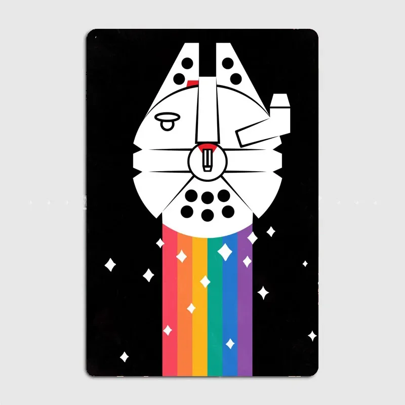 Rainbow Millenium Falcon Metal Sign Club Bar Piatti Wall Murale Design Tin Sign Poster Custom-Made