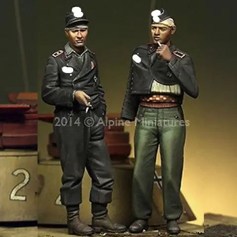 1/35 Panzer Crew Set, 2 Figure Ciascuna Con 2 Diverse Teste Kit In Resina Figura Soldati Gk Non Patinato Nessun Colore