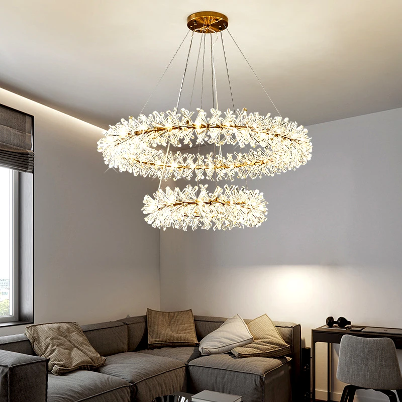 

Modern Golden Crystal Chandelier Led Lustre Ceiling Pendant Light Living Room Chandeliers Bedroom Home Decor Light Fixture