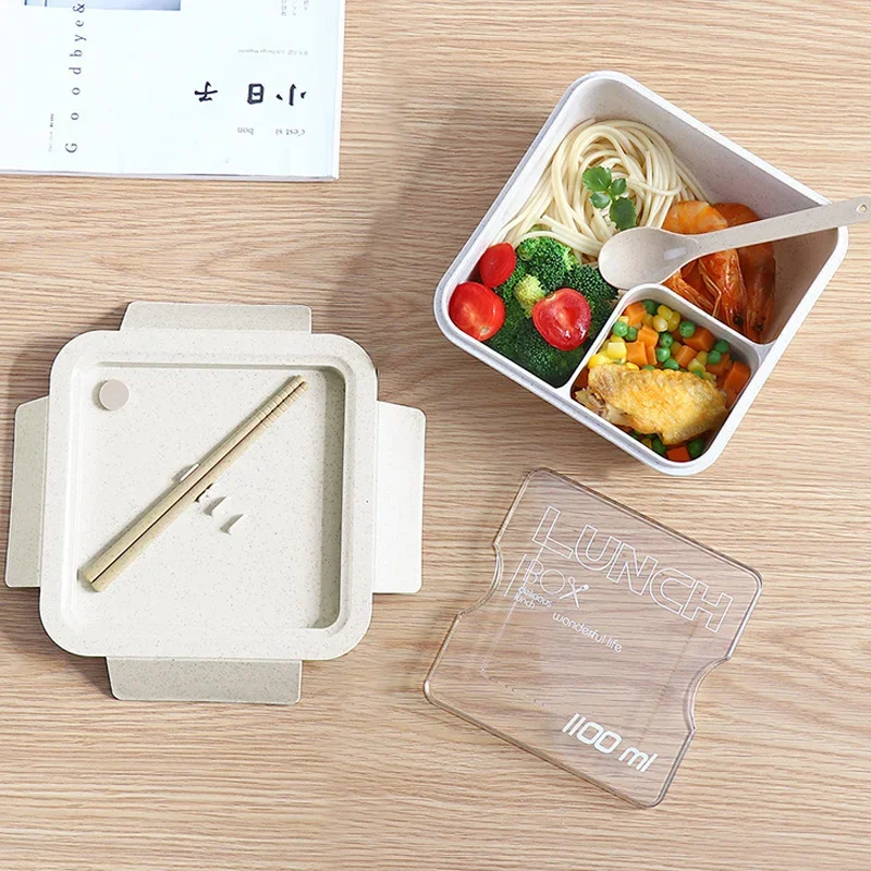 Wheat Straw Divided Snack Containers, Japanese Style Lunch Box