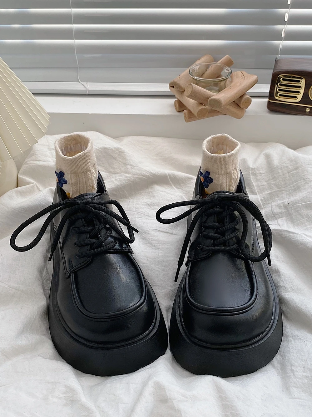 

Женские туфли-оксфорды в британском стиле, черные туфли на платформе, криперы в стиле ретро, осенняя кожаная обувь в стиле преппи