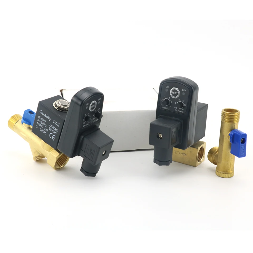 G1 / 2 DN15 Timed Drain Valve Automatic Electronic, Brass AC230V / 110V G1 / 2 DN15 Timed Drain Valve Automatic Electronic, Brass AC230V / 110V