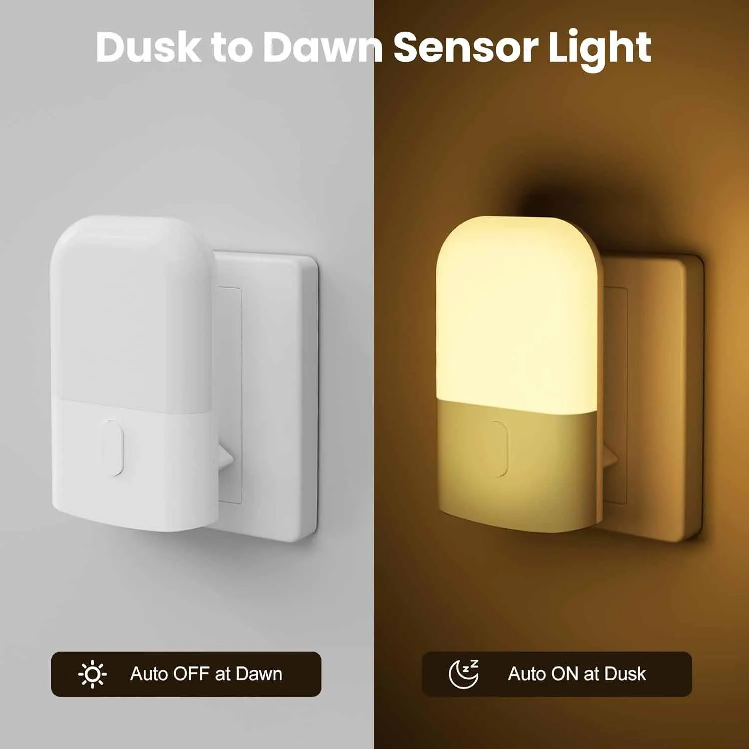 Night Lights Plug into Wall, LED Night Light with Light Sensor, Adjustable Brightness, Warm White 2700K Night Light