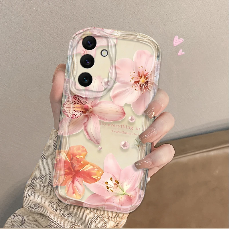 Vintage Pink Lily Flower Wave Phone Case