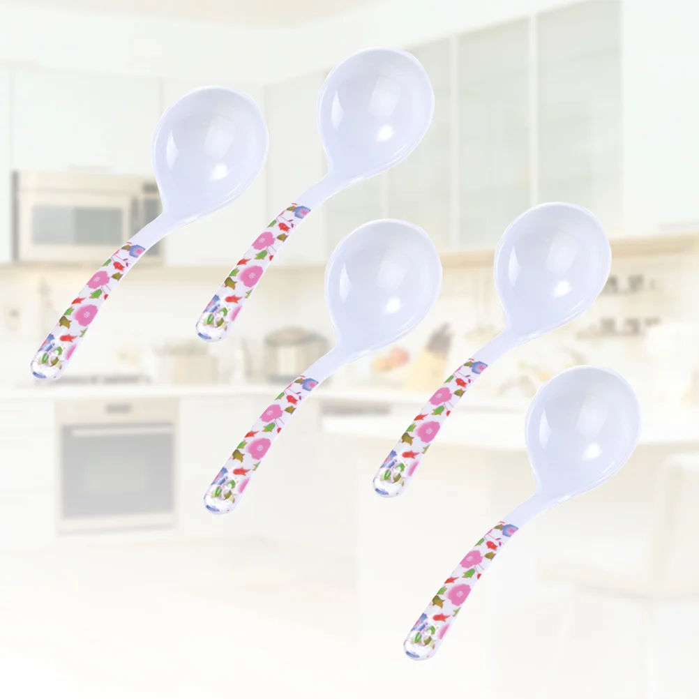 5 Pcs Soup Spoon Telephone Network Pliers Wiper Film Handle Exquisite Scoop Kitchen Utensil Anti-fall
