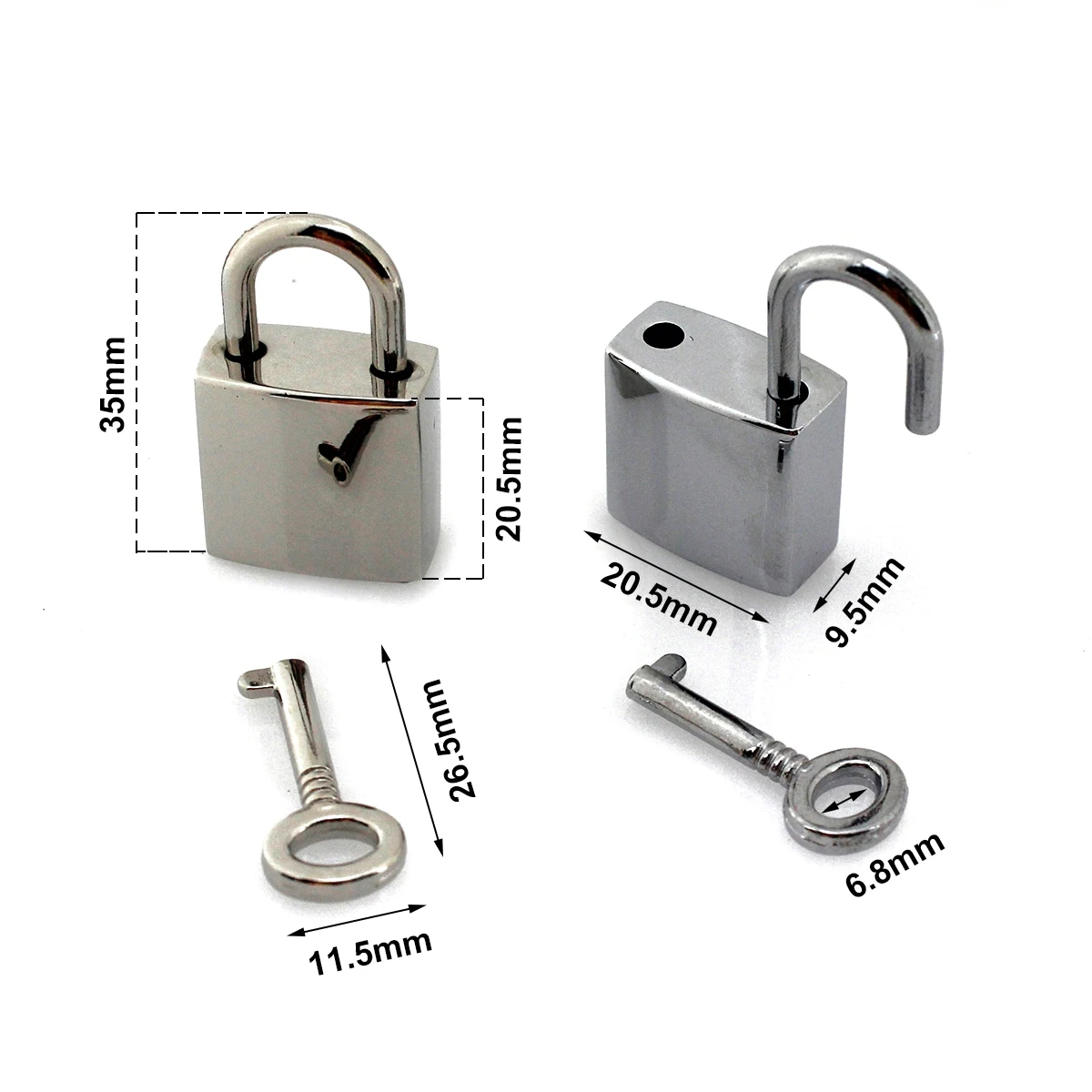 1pcs Metal Square Key Padlock for Fashion Lock Buckle