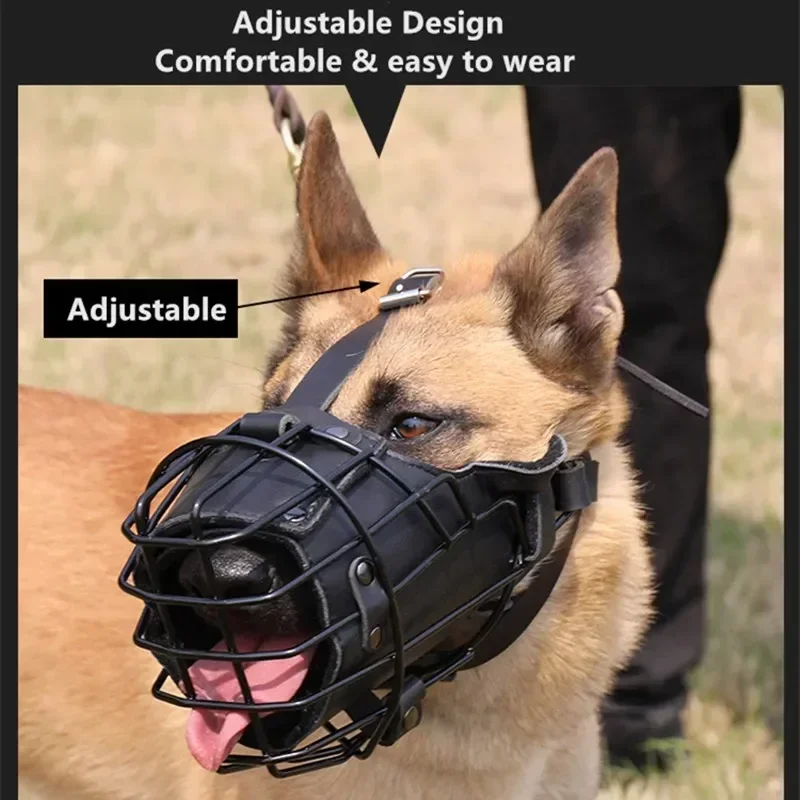 Dog Tactical Impact Metal Muzzle, Anti-Bite Pet Dog Training Mouth Cage Mask for Sniffer German Shepherd Doberman Rottweiler