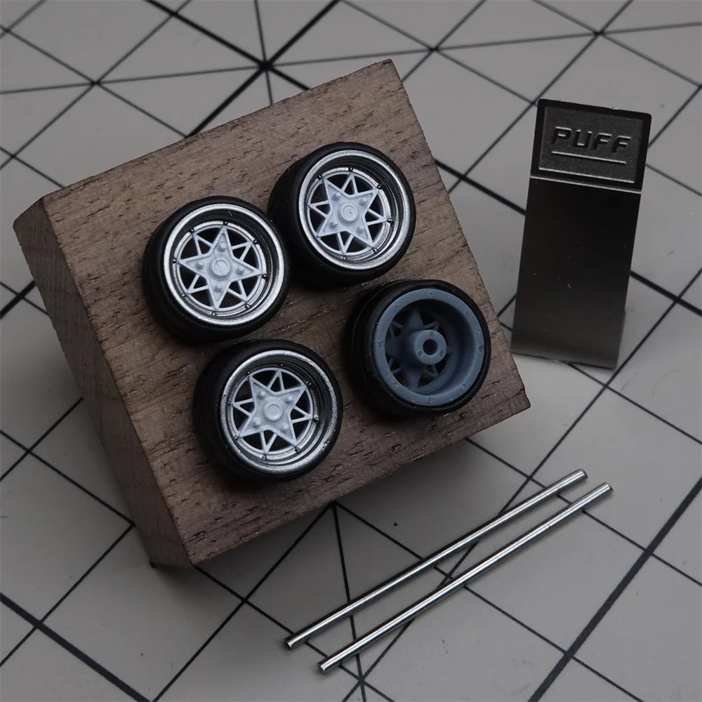 고무 타이어가 있는 PUFF 1/64 모델 자동차 휠, SSR-StarShark 모델 스포츠카 핫 휠, MINIGT D: 8.5mm