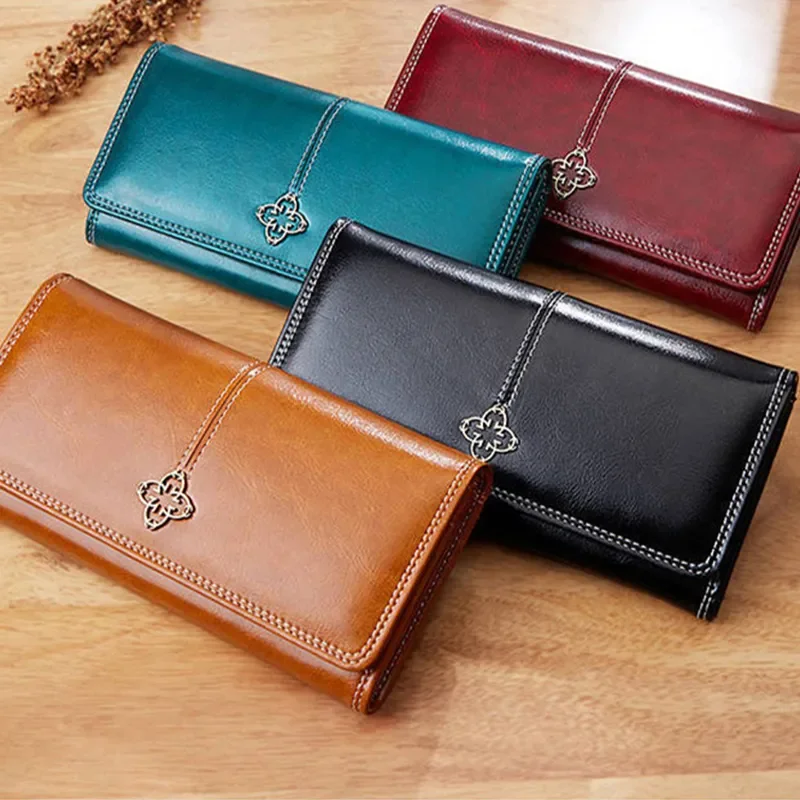 Women's Leather Wallet	Woman Luxury Long Wallets Fashion Women Purses Money Bags 2023 Handbags Womens Purse Cards Holder