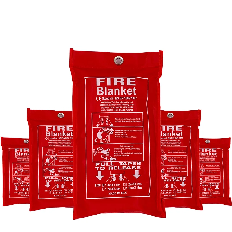 1M x 1M Safety Fire Blanket Fiberglass Emergency Survival Fire Shelter Extinguisher Flame Retardant Protection For Kitchen