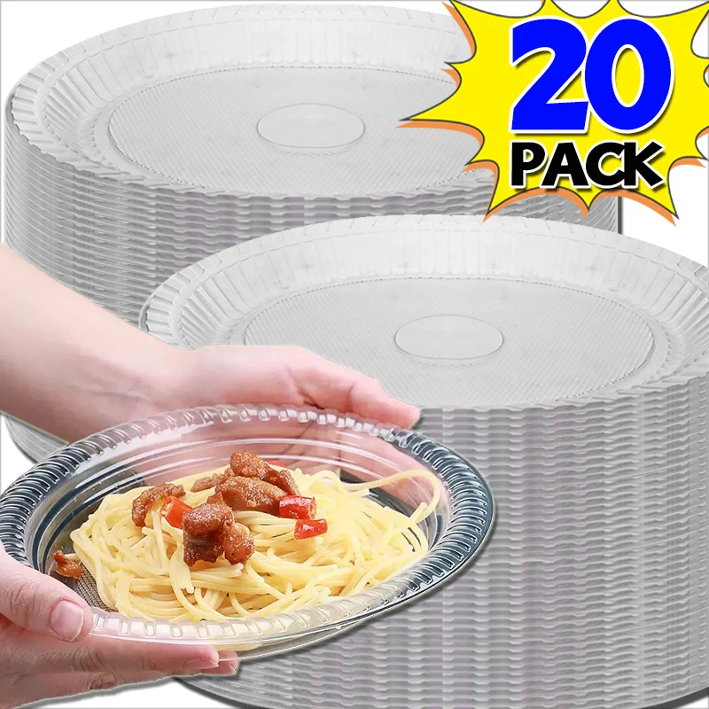 Party Tableware 10/20PCS Disposable Thickened Plates Food Grade Plastic Salad Fruit Plate High-temperature Resistant Barbecue Buffet Tableware