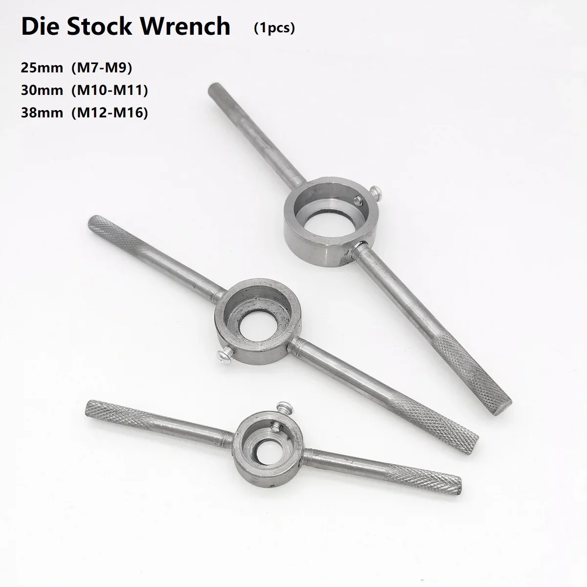 Round Die Threading Tools 25mm 30mm 38mm Round Die Stock Handle Wrench Plate Tooth Frame Thread Repair Hand Tap Adjustable M7-M9 M10-M11-M16