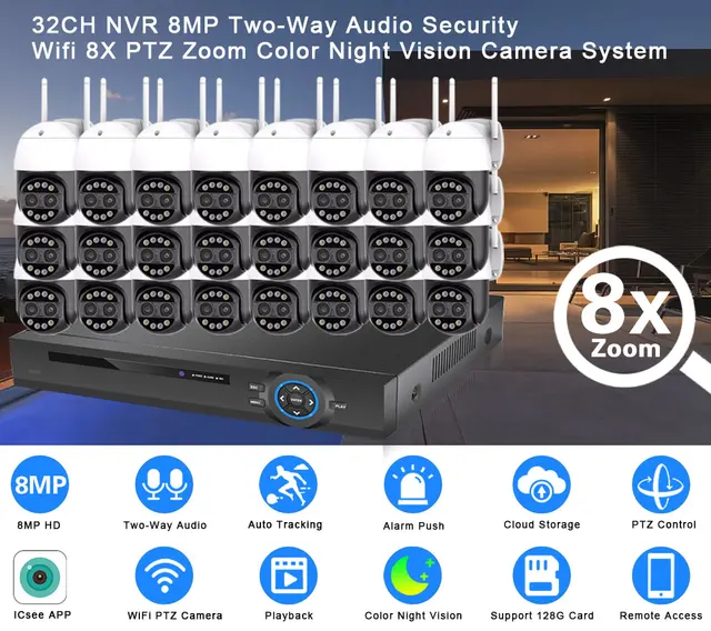 8Kビデオカメラ 本体 Wi-Fi ナイトビジョン 工場製8KWi-Fi監視カメラナイトビジョン屋内使用双方向オーディオ8