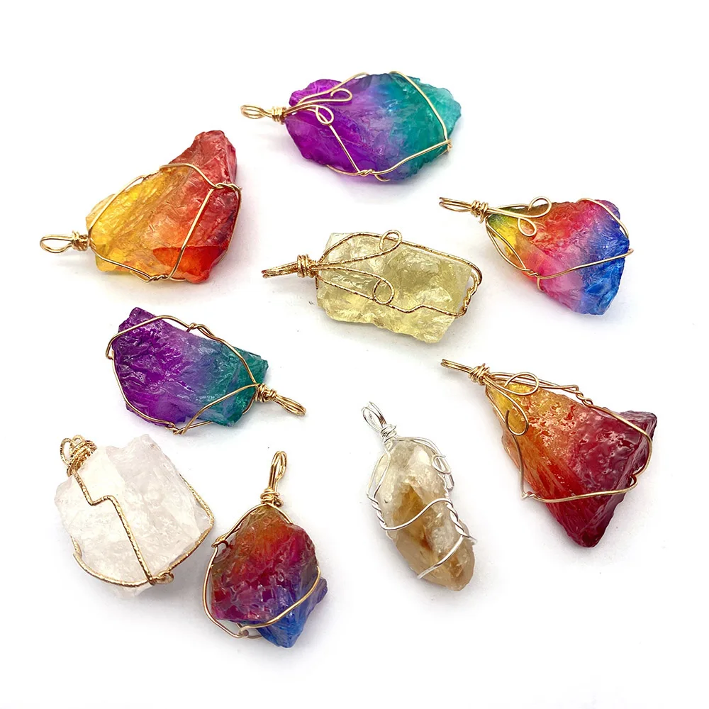 

Natural Stone Crystal Pendants Colored Irregular Quartz Charms for DIY Women Necklace Jewelry Making Crystal Pendant Accessories