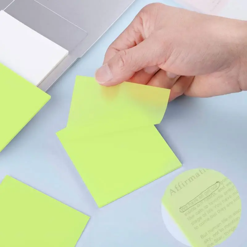 Waterdichte Doorzichtige Kleur Memo Pad Transparante Sticky Notes Voor Kantoor School Bericht Herinnering 3X3 Inch Clear Sticky