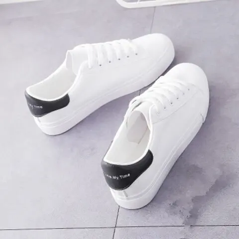 Kleine weiße Schuhe Studentinnen neue Frühling und Herbst Leder flache Laufschuhe Turnschuhe atmungsaktive Damen Board Schuhe – Detail 9