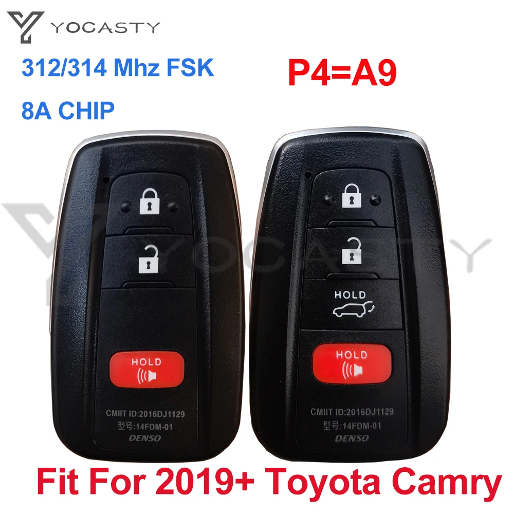 

YOCASTY For 2018 2019 2020 2021 Toyota Camry P4=A9 Smart Key 312 314 MHZ 8A Chip For USA Brazil HYQ14FBC 89904-06220 89904-06240