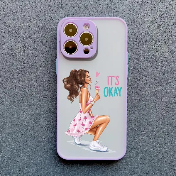 Niedliche Cartoon-Handyhülle mit handgezeichnetem schönen Mädchen für iPhone 16 15 14 Pro Max 13 11 12 Mini Pro Max X XR XS 7 8 Plus SE2 Cover – Detail 12