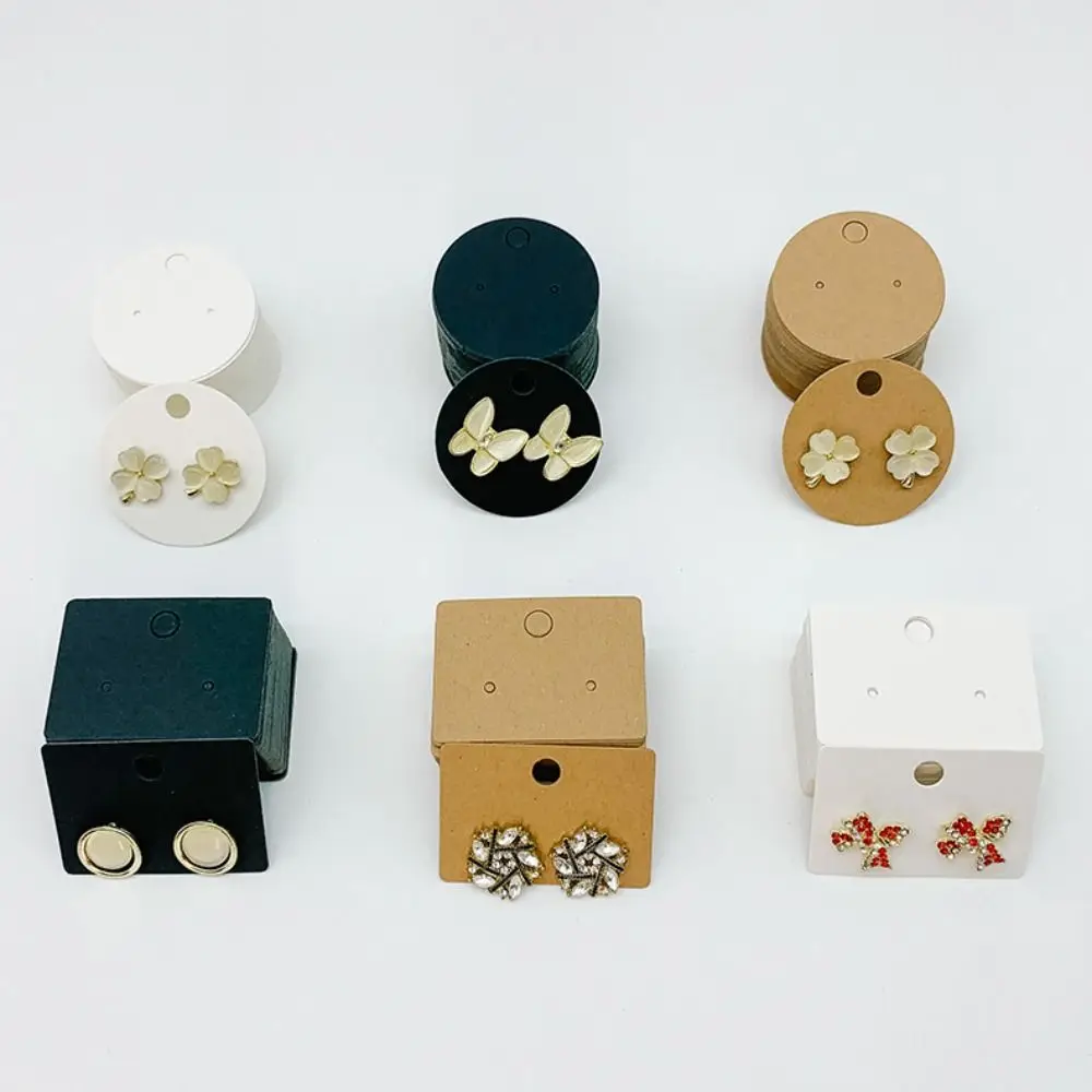 

200PCS Paper Earring Display Cards Not-deformed Durable Square Blank Cardboard Cards Round Jewelry Packaging Card Home