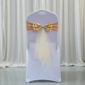 Ceintures de chaise de mariage, 12 couleurs, papillon élastique, prêt à l'emploi, ruban en Spandex, décoration de chaise de mariage, vente en gros 1