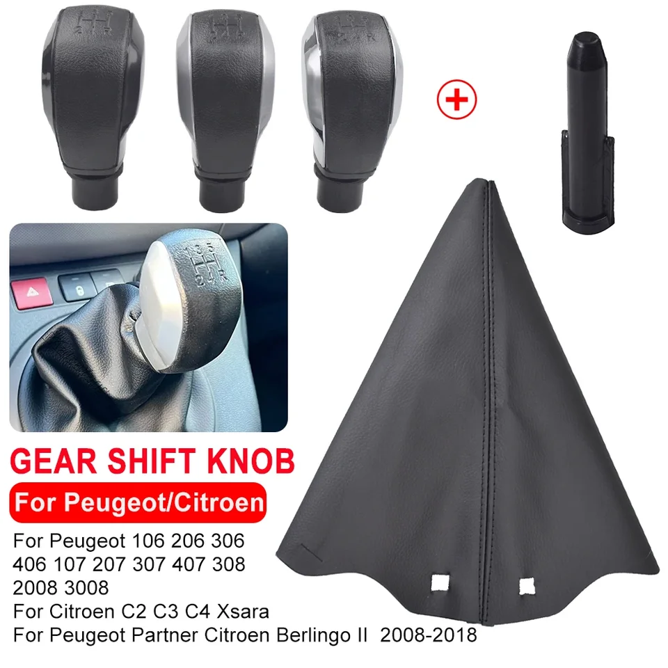 Pomo De Cambios Para Peugeot 208/301/2008/308 - Palanca Manual 5 Velocidades, Negro, Material ABS, Referencia 16088722ZD