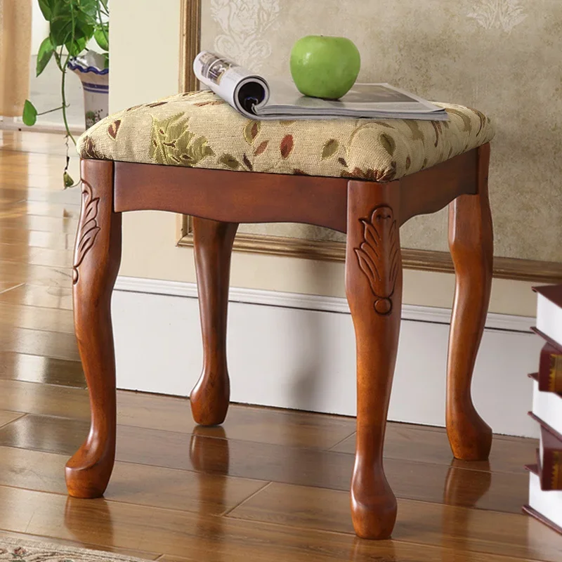 All Solid Wood Vanity Chair European Minimalist Room Stool for Piano Guzheng Living Room Sofa Furniture Elegant Durable