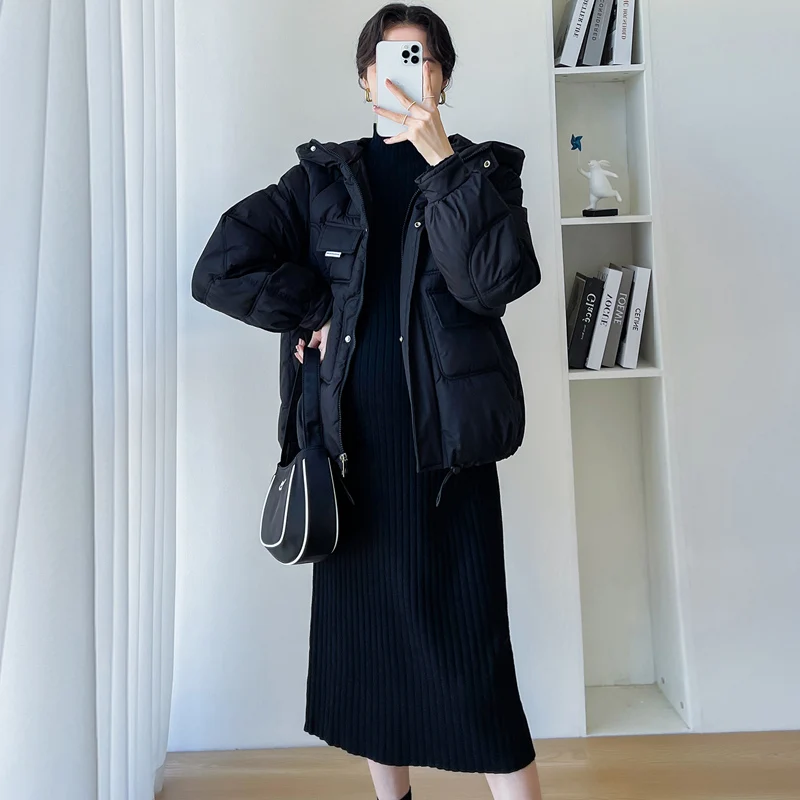 Winter Short Design Pregnant Women's Down Cotton Jacket Korean Style Thickened Maternity Outwear Zipper Fly Pregnancy Coats