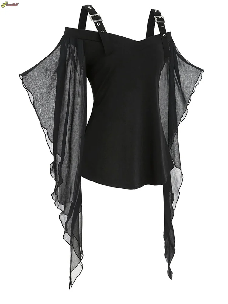 

Medieval Steampunk Black Irregular Lace Up Vest Stage Pirate Cosplay Costumes Women's Halloween Witch Sling One-neck Tops
