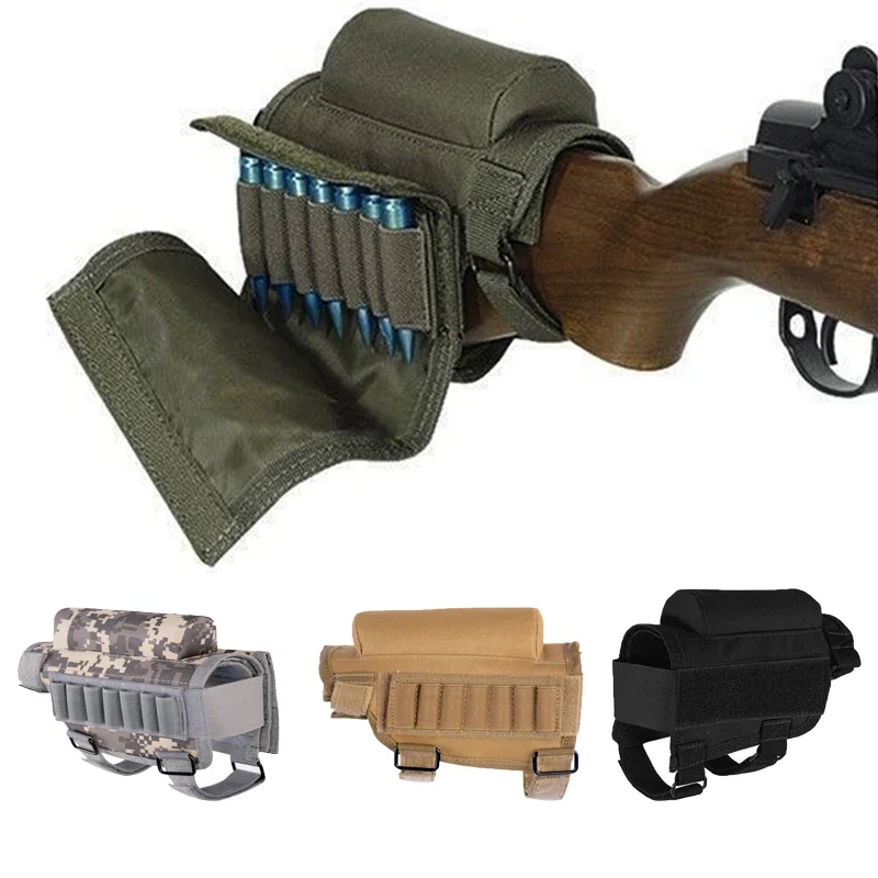 

Tactical Army Ammo Pouch Cartridge Buttstock Pouch Cheek Rest Gun Rifle Stock Ammo Pouch Shell Combat Shot Hunting Accessories