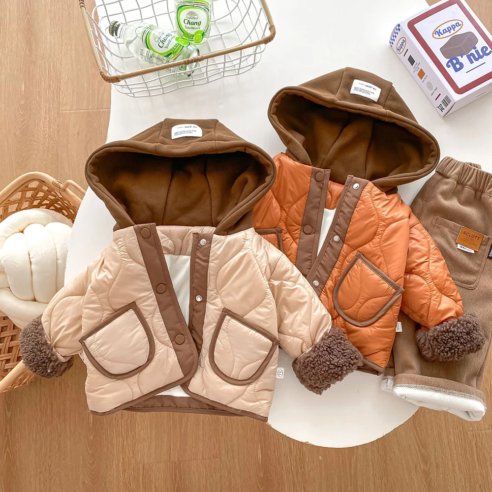 

Winter kids hooded Coats for Baby Boys Girls Infant Toddler children warm Light Puffer Jacket Outwear with Pockets
