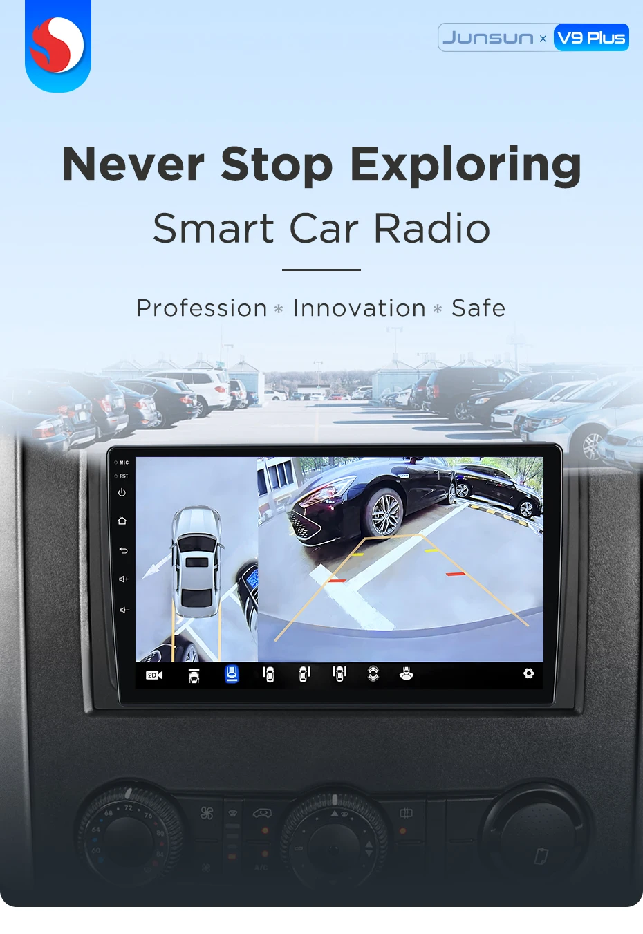 Junsun 360° ° Panoramakamera Autoradio für Benz Sprinter VW Crafter 2006–2016 Wireless CarPlay Android Auto Stereo GPS Navi – Detail 1