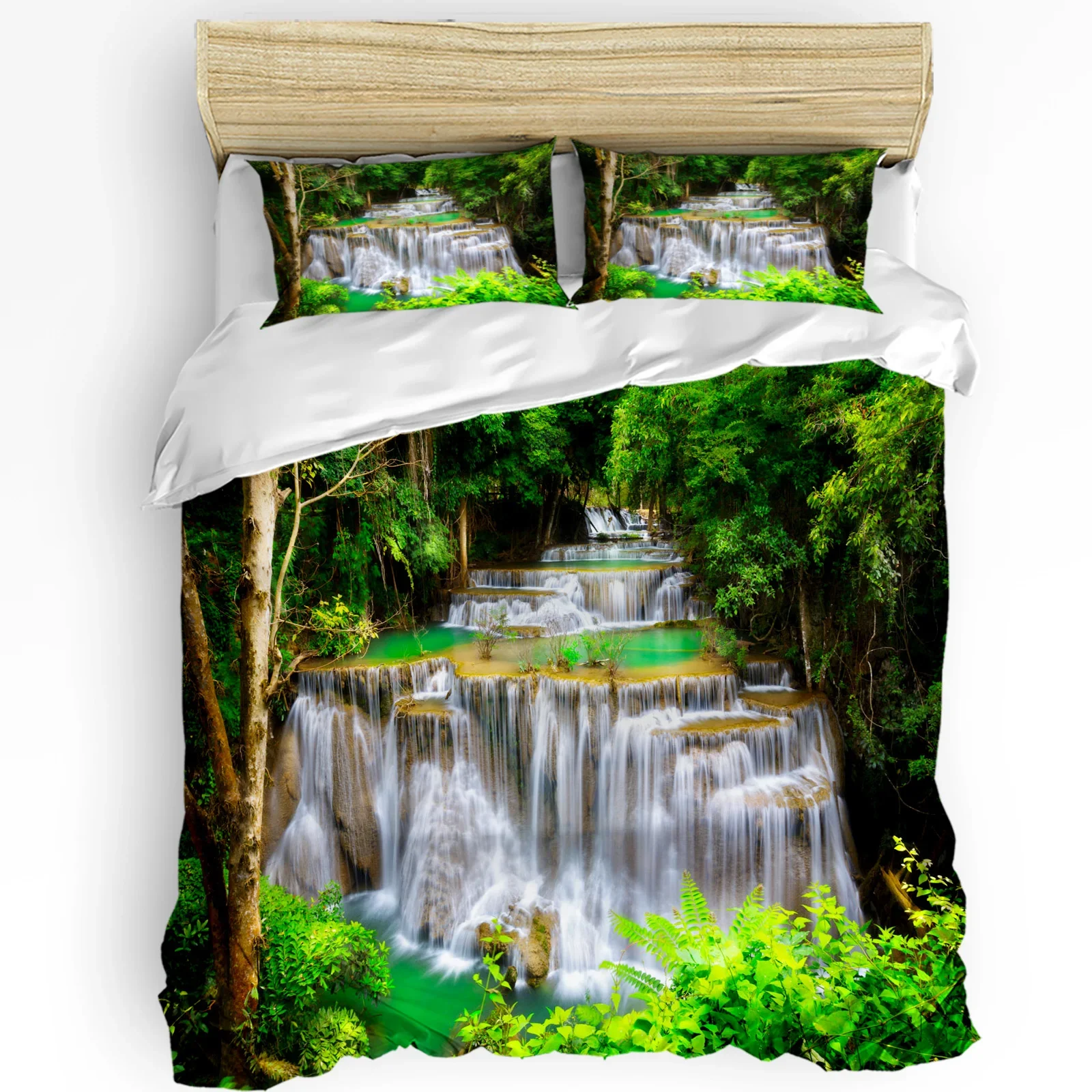 

Waterfall Forest Nature Scenery Tropical 3pcs Bedding Set For Bedroom Double Bed Home Textile Duvet Cover Quilt Cover Pillowcase