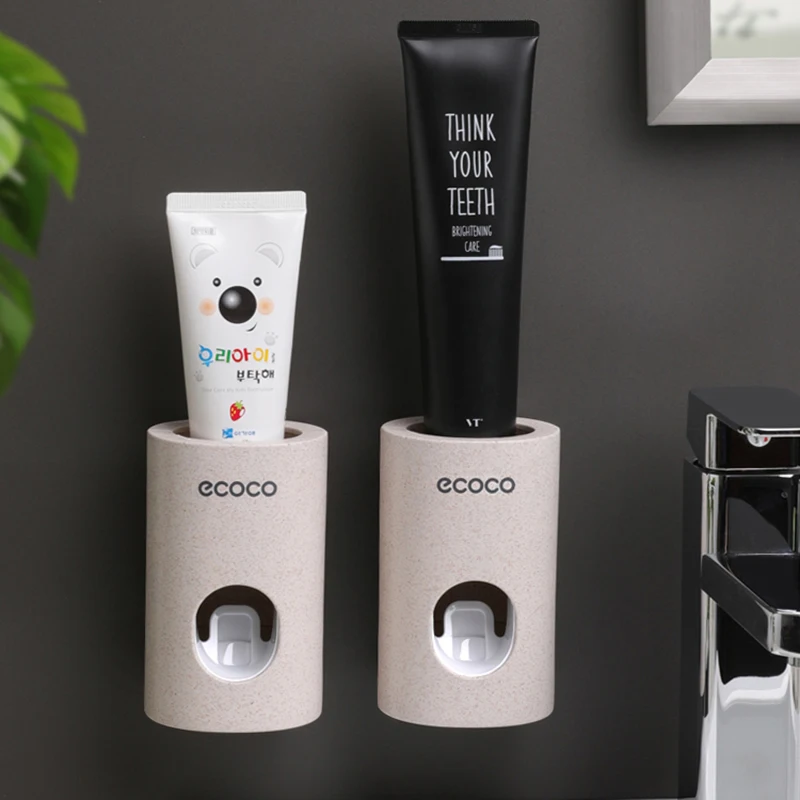Automatic Toothpaste Dispenser Dust-proof Toothbrush Holder Wall Mount Toothpaste Squeezer Bathroom Accessories Set
