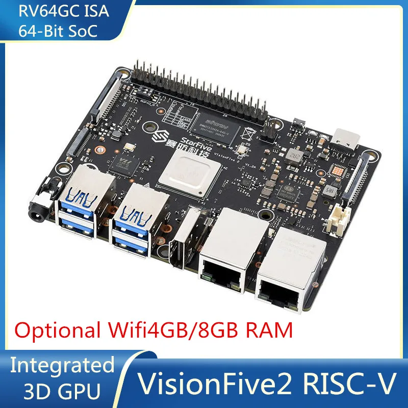 

VisionFive2 RISC-V Single Board Veneer Computer StarFive JH7110 Processor with Integrated 3D GPU Base on Linux Up To 1.5GHz