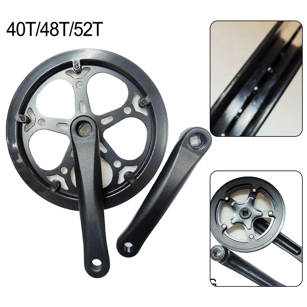 

Single Chainring Bicycle CrankArm Set 48T 40T 52T 170mm Crankset Square Hole Fixed Gear Bicycle Crankset Track Chainring