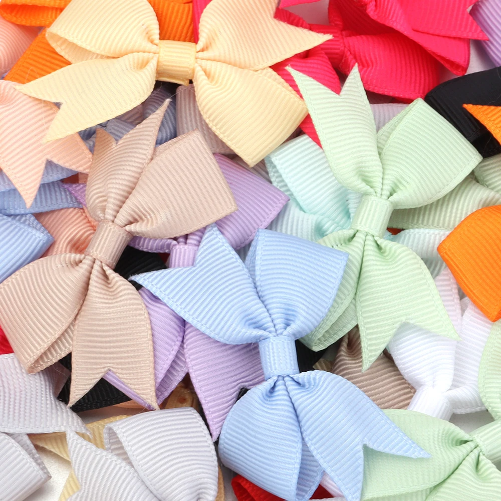 20개/세트 4.6x6cm 귀여운 리본 비대칭 보우노트 어린이용 헤어 액세서리 DIY 수제 공예품