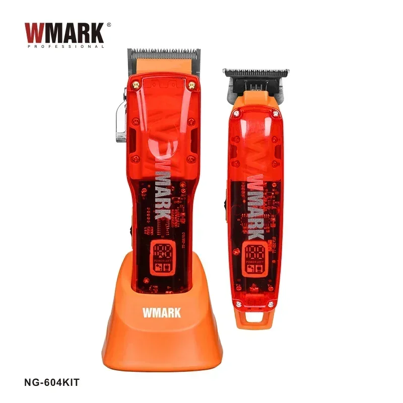 신제품 WMARK NG-604 키트 전문 헤어 클리퍼 헤어 트리머, 충전 스탠드 포함, LED 디스플레이 포함, 2 in 1, 7000RPM + 6500RPM