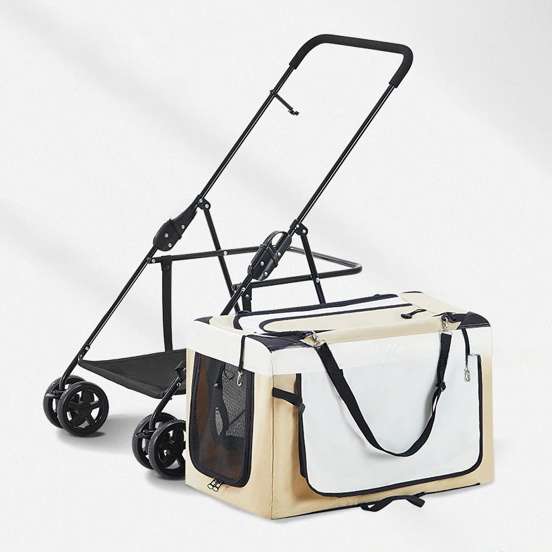 

Modern Pet Stroller Lightweight For Dog Cat Car Bag Separate Type 4-wheel Portable Foldable Outdoor Walking Travel Cart Trolley